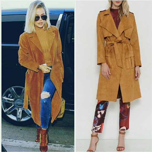 MODA ME COUTURE Jackets & Blazers - FAUX SUEDE TRENCH COAT